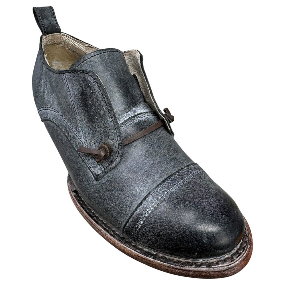 Freebird Mabel Black Distressed Leather Cap Toe‎ Oxford Loafers